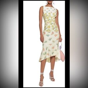 NWT RRP€956 PETER PILOTTO Cady Kia Frill Dress UK12 US8 IT44 L Fig Tree Print